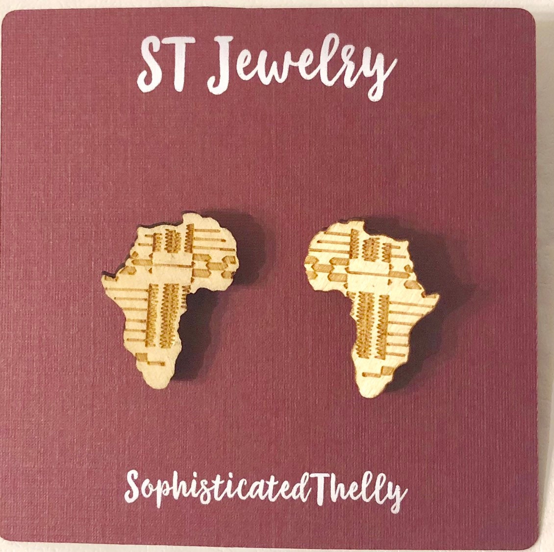 Afeafa - African Map Stud Wood Earrings