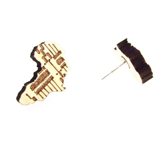 Afeafa - African Map Stud Wood Earrings