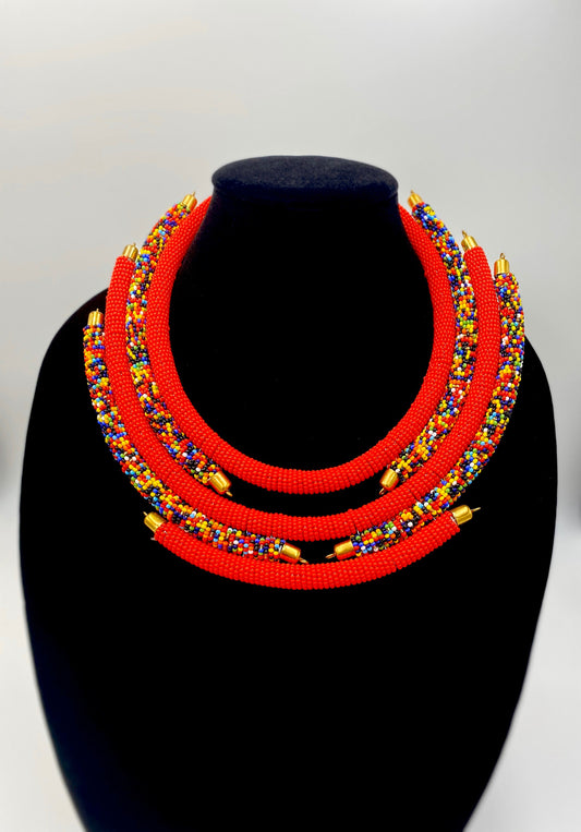 Olivia Pope - Red African beaded necklace