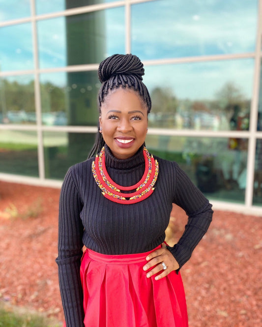 Red African beaded necklace