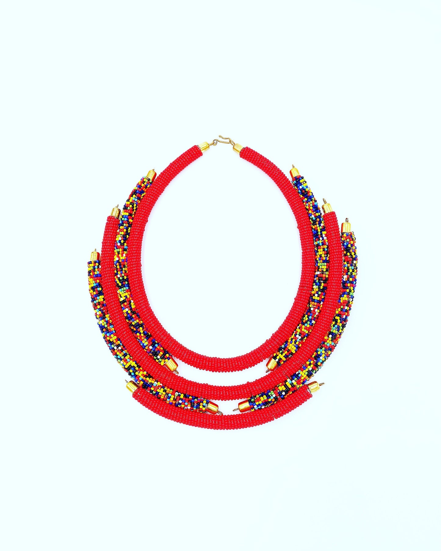 Red African beaded necklace