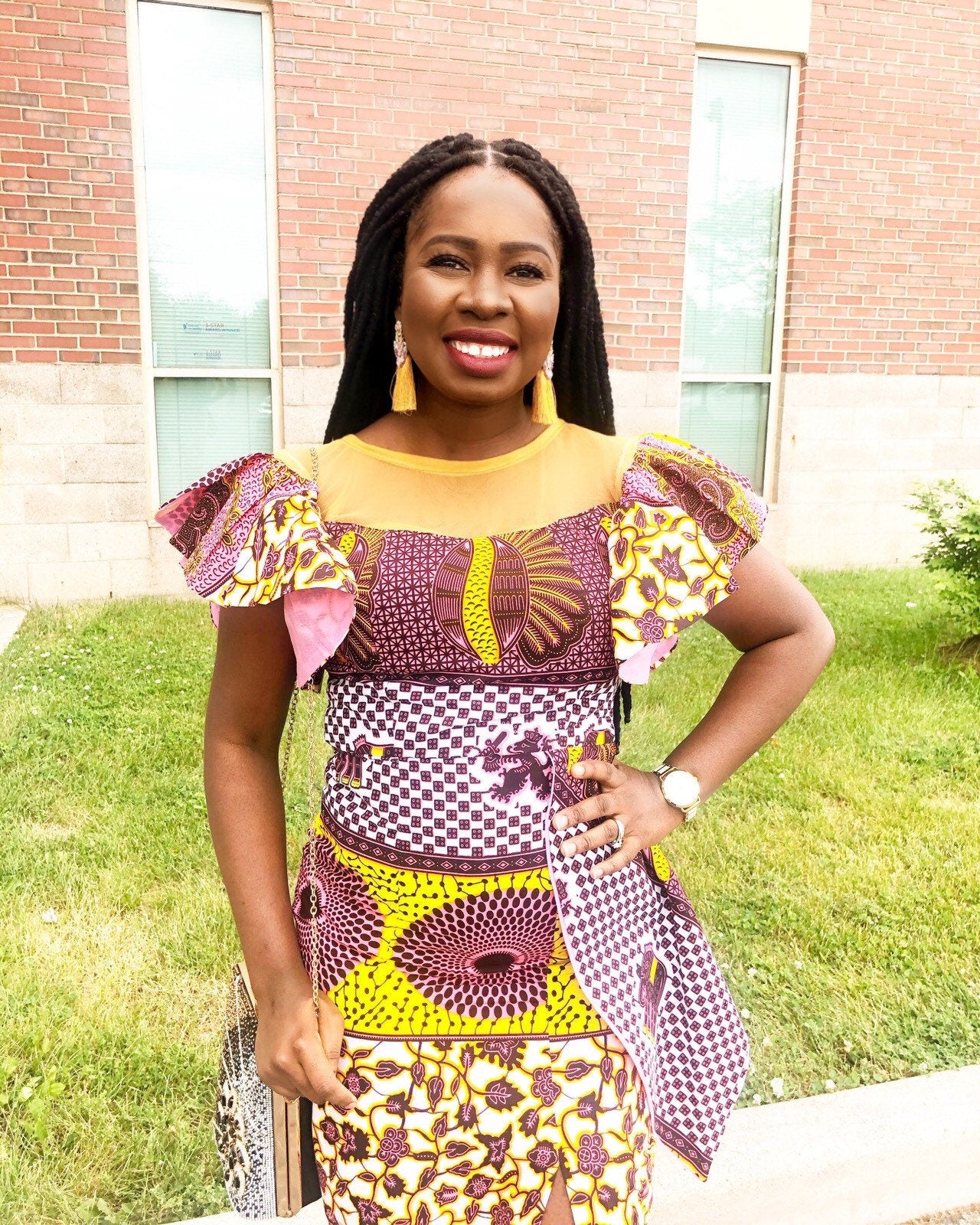 Micheala - Gold Crystal tassel earrings