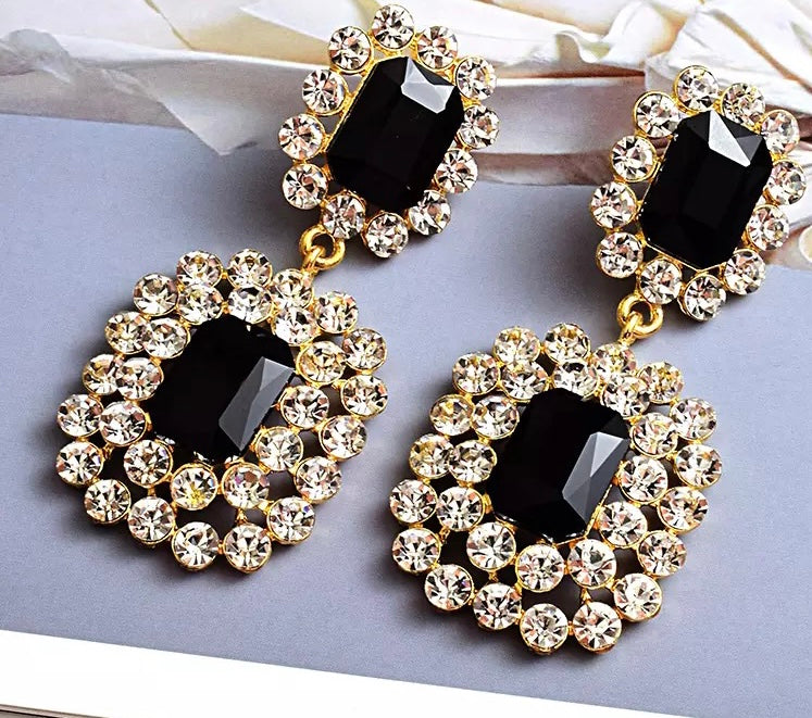 Claire - Gold and Black Earrings