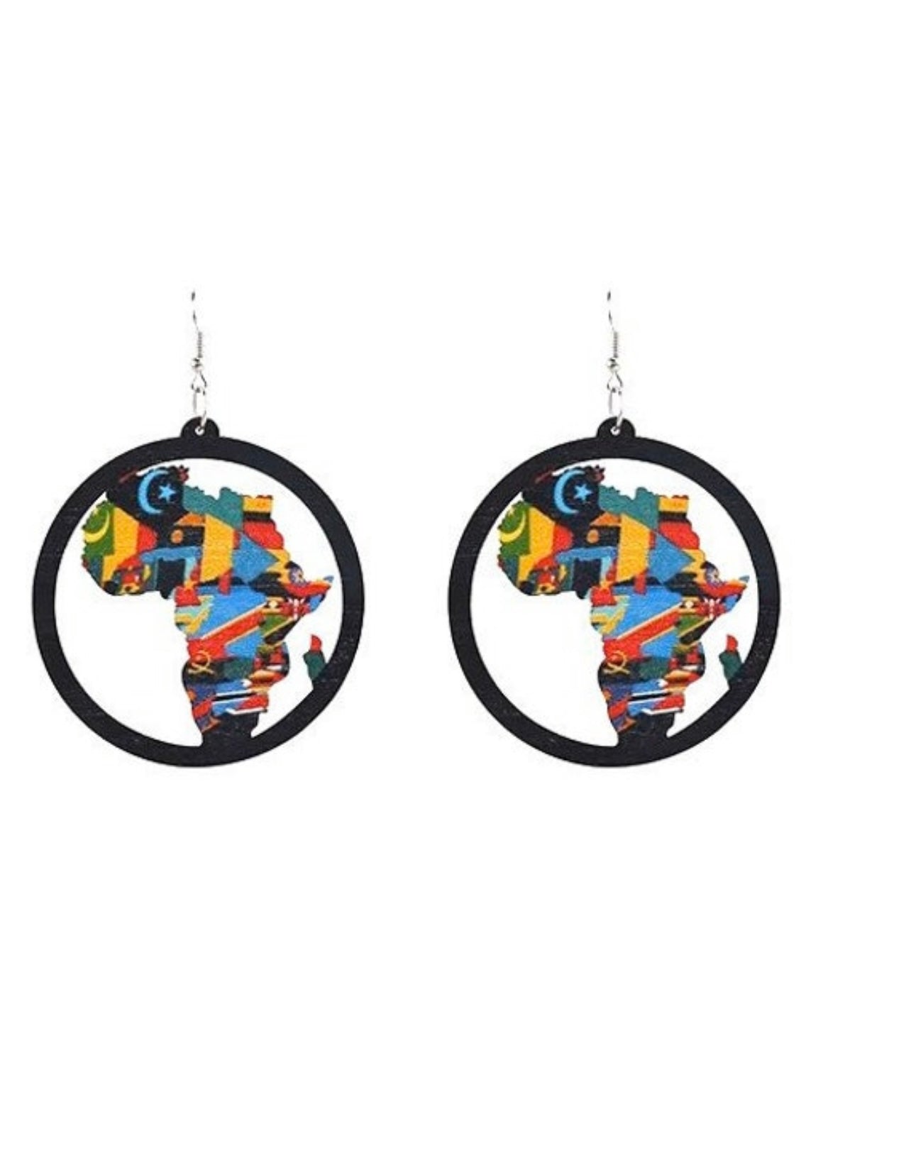African map multicolored large earrings