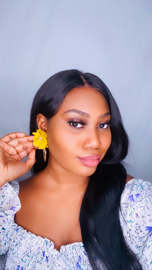 Lily - Mustard Yellow Rose Earrings