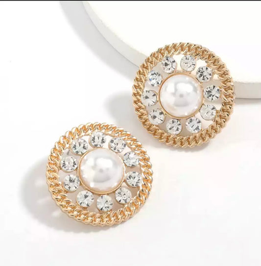 Brielle - Gold Stud Crystal Earrings