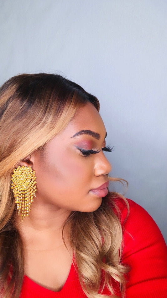 Ruby - Rose Gold Art Deco Earrings